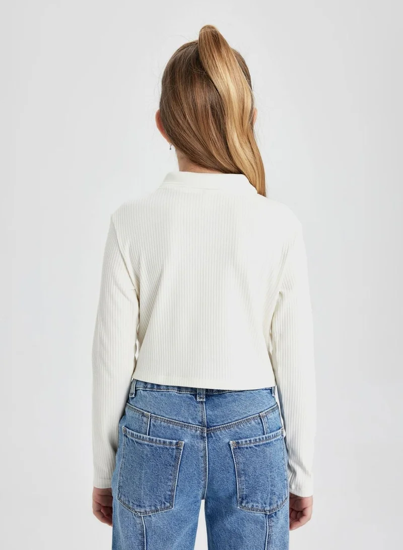 DeFacto Slim Fit Long Sleeve Polo T-Shirt